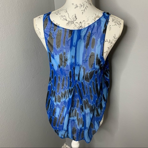 BCBGeneration Blue & Black Sheer Tank Top Small - Picture 2 of 3